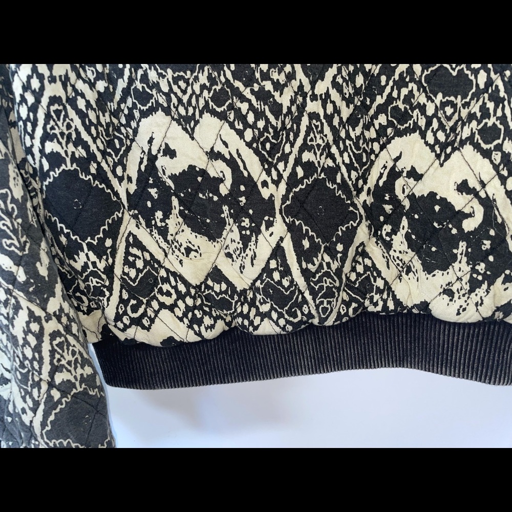 Free People Quilted Bomber Jacket Boho Print Black - Picture 9 of 10